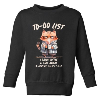 Funny To Do List Grumpy Coffee Cat Toddler Sweatshirt