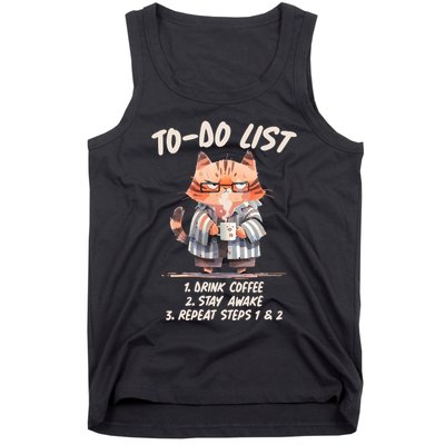 Funny To Do List Grumpy Coffee Cat Tank Top