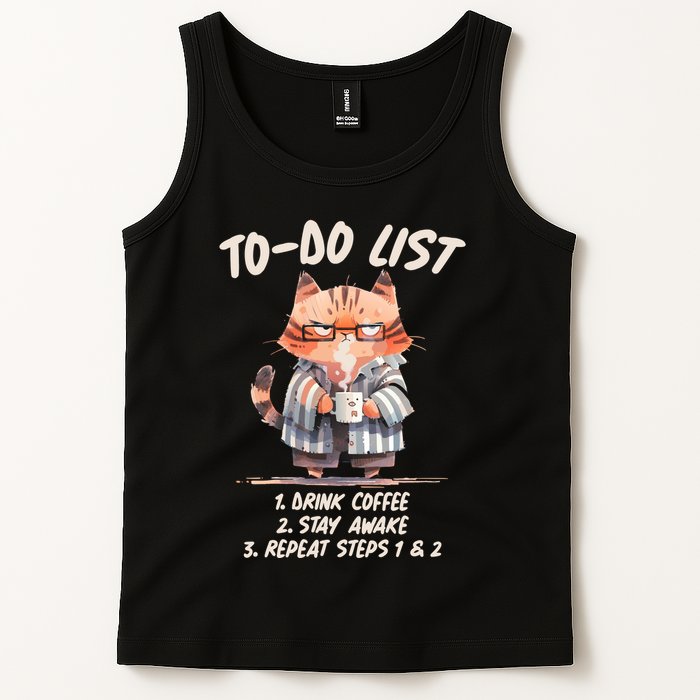 Funny To Do List Grumpy Coffee Cat Tank Top