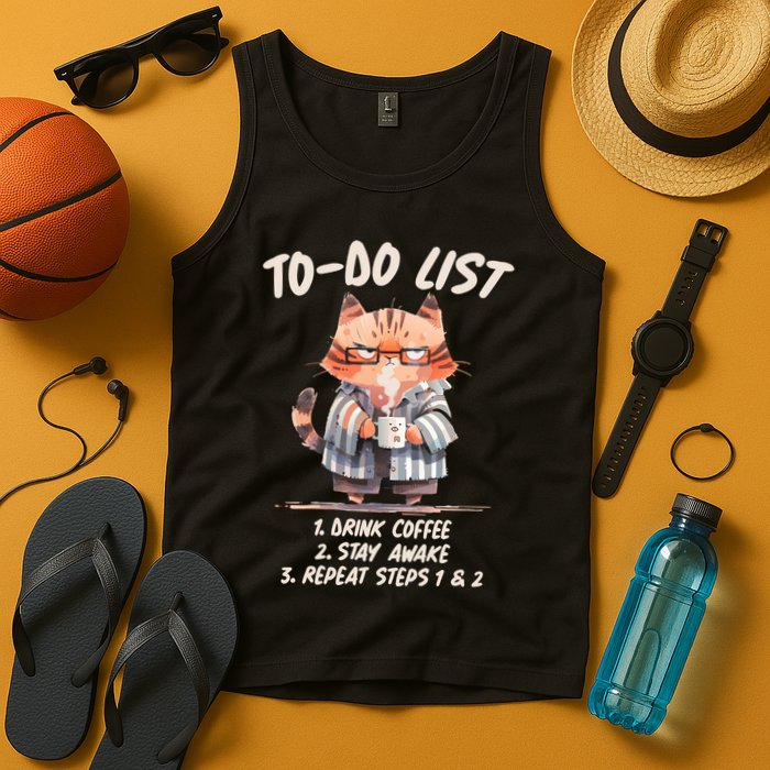 Funny To Do List Grumpy Coffee Cat Tank Top