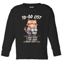 Funny To Do List Grumpy Coffee Cat Toddler Long Sleeve Shirt
