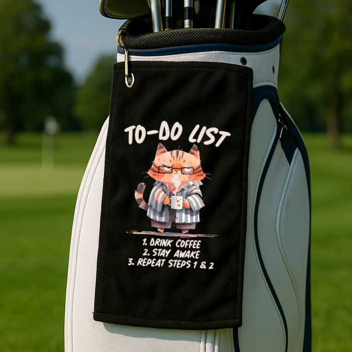 Funny To Do List Grumpy Coffee Cat Golf Towel