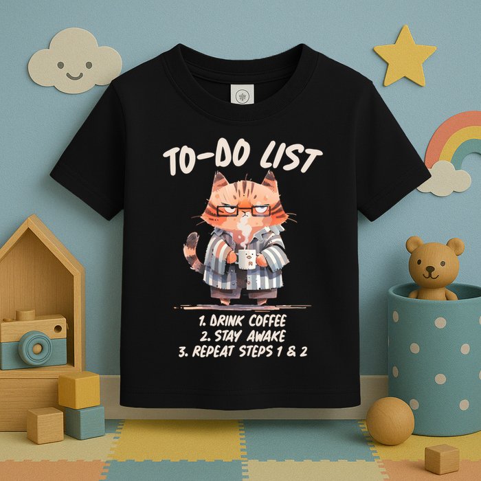 Funny To Do List Grumpy Coffee Cat Toddler T-Shirt