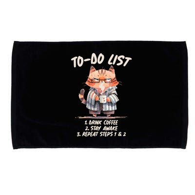 Funny To Do List Grumpy Coffee Cat Microfiber Hand Towel