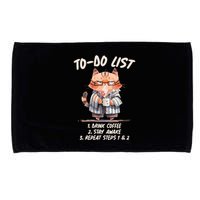 Funny To Do List Grumpy Coffee Cat Microfiber Hand Towel
