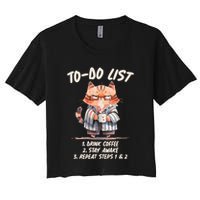 Funny To Do List Grumpy Coffee Cat Crop Top