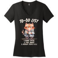 Funny To Do List Grumpy Coffee Cat Women's V-Neck T-Shirt