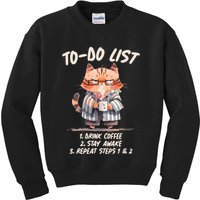 Funny To Do List Grumpy Coffee Cat Kids Sweatshirt