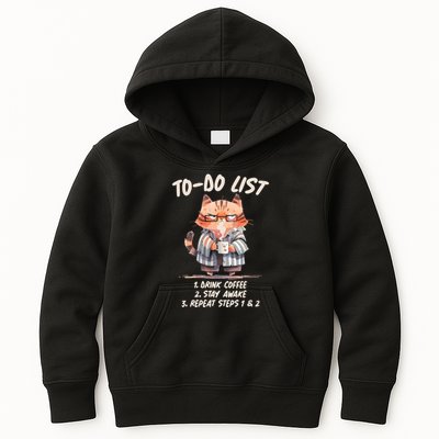 Funny To Do List Grumpy Coffee Cat Kids Hoodie