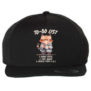 Funny To Do List Grumpy Coffee Cat Wool Snapback Cap