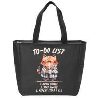 Funny To Do List Grumpy Coffee Cat Zip Tote Bag