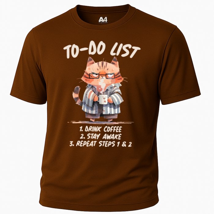 Funny To Do List Grumpy Coffee Cat Performance Shirt