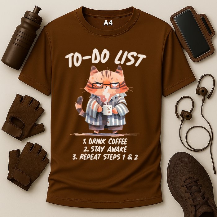 Funny To Do List Grumpy Coffee Cat Performance Shirt