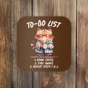 Funny To Do List Grumpy Coffee Cat Coaster