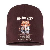 Funny To Do List Grumpy Coffee Cat Short Acrylic Beanie