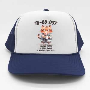 Funny To Do List Grumpy Coffee Cat Trucker Hat