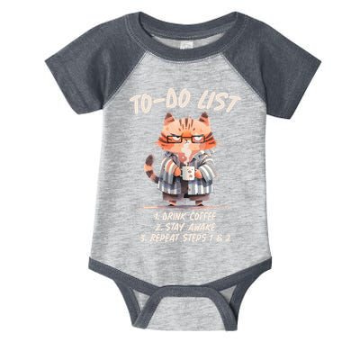 Funny To Do List Grumpy Coffee Cat Infant Baby Jersey Bodysuit