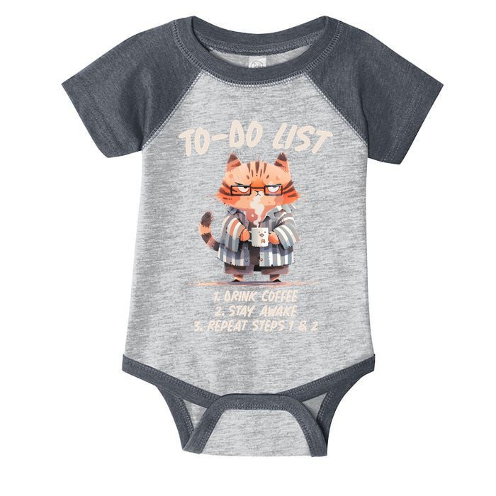 Funny To Do List Grumpy Coffee Cat Infant Baby Jersey Bodysuit