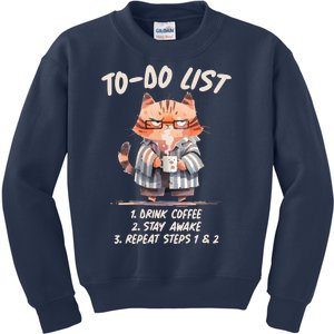 Funny To Do List Grumpy Coffee Cat Kids Sweatshirt