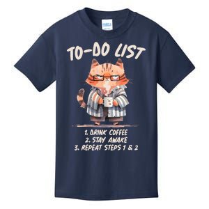 Funny To Do List Grumpy Coffee Cat Kids T-Shirt