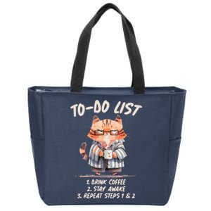 Funny To Do List Grumpy Coffee Cat Zip Tote Bag