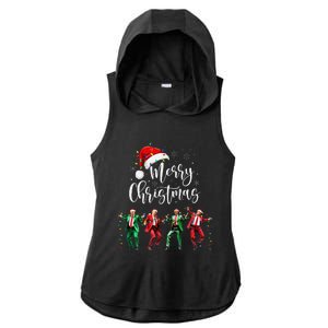 Funny Trump Dance Santa Claus Merry Christmas Xmas Pajamas Ladies PosiCharge Tri-Blend Wicking Draft Hoodie Tank