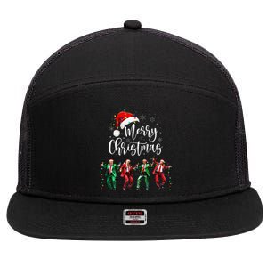 Funny Trump Dance Santa Claus Merry Christmas Xmas Pajamas 7 Panel Mesh Trucker Snapback Hat