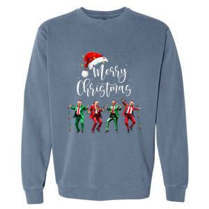 Funny Trump Dance Santa Claus Merry Christmas Xmas Pajamas Garment-Dyed Sweatshirt