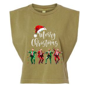 Funny Trump Dance Santa Claus Merry Christmas Xmas Pajamas Garment-Dyed Women's Muscle Tee