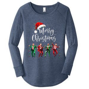 Funny Trump Dance Santa Claus Merry Christmas Xmas Pajamas Women's Perfect Tri Tunic Long Sleeve Shirt