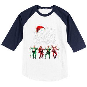 Funny Trump Dance Santa Claus Merry Christmas Xmas Pajamas Baseball Sleeve Shirt