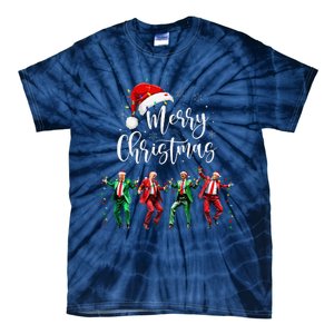 Funny Trump Dance Santa Claus Merry Christmas Xmas Pajamas Tie-Dye T-Shirt