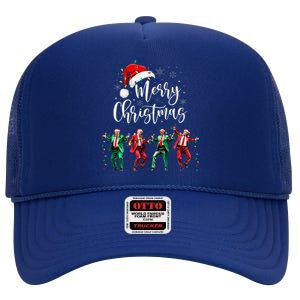 Funny Trump Dance Santa Claus Merry Christmas Xmas Pajamas High Crown Mesh Back Trucker Hat