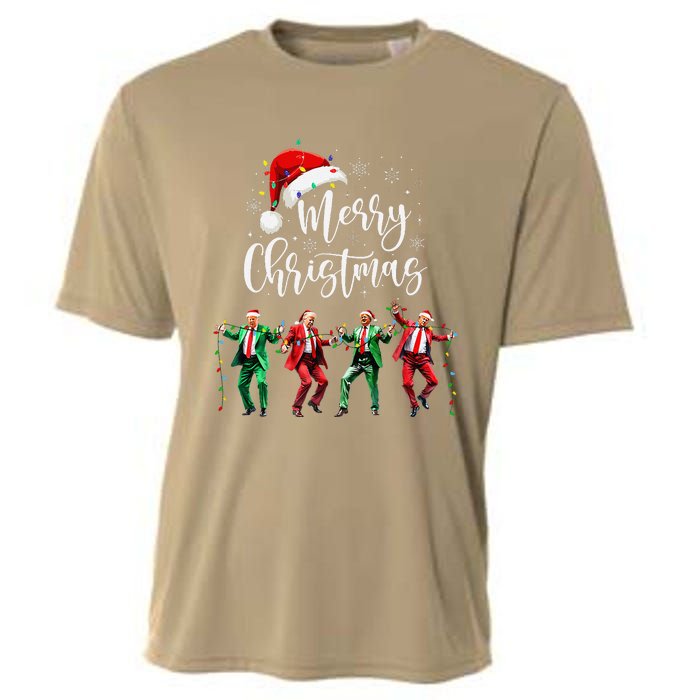 Funny Trump Dance Santa Claus Merry Christmas Xmas Pajamas Cooling Performance Crew T-Shirt