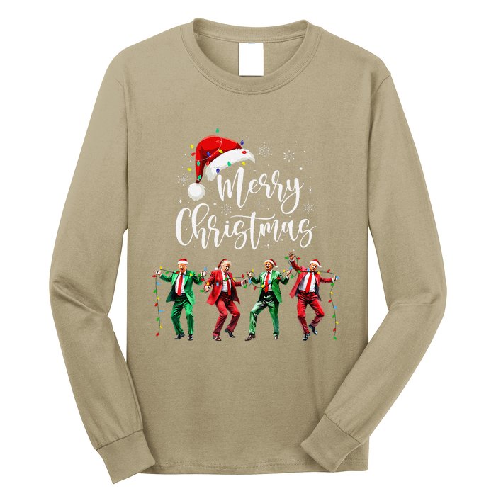 Funny Trump Dance Santa Claus Merry Christmas Xmas Pajamas Long Sleeve Shirt