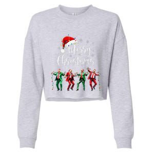 Funny Trump Dance Santa Claus Merry Christmas Xmas Pajamas Cropped Pullover Crew