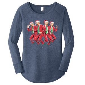 Funny Trump Dance Santa Claus Christmas Xmas Pajamas Holiday Women's Perfect Tri Tunic Long Sleeve Shirt