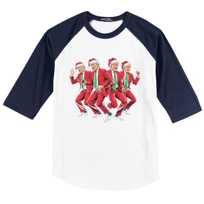 Funny Trump Dance Santa Claus Christmas Xmas Pajamas Holiday Baseball Sleeve Shirt