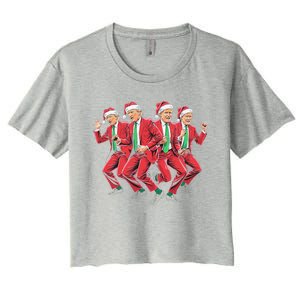 Funny Trump Dance Santa Claus Christmas Xmas Pajamas Holiday Women's Crop Top Tee