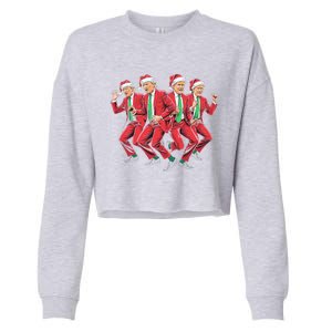 Funny Trump Dance Santa Claus Christmas Xmas Pajamas Holiday Cropped Pullover Crew