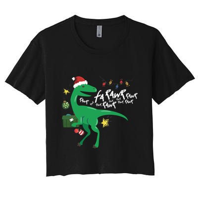 Funny Trex Dinosaur Ugly Christmas Fa Rawr Rawr Funny Gift Crop Top