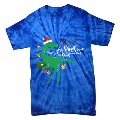 Funny Trex Dinosaur Ugly Christmas Fa Rawr Rawr Funny Gift Tie-Dye T-Shirt