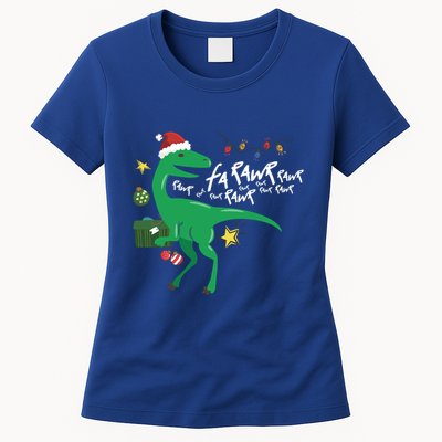 Funny Trex Dinosaur Ugly Christmas Fa Rawr Rawr Funny Gift Womens T-Shirt