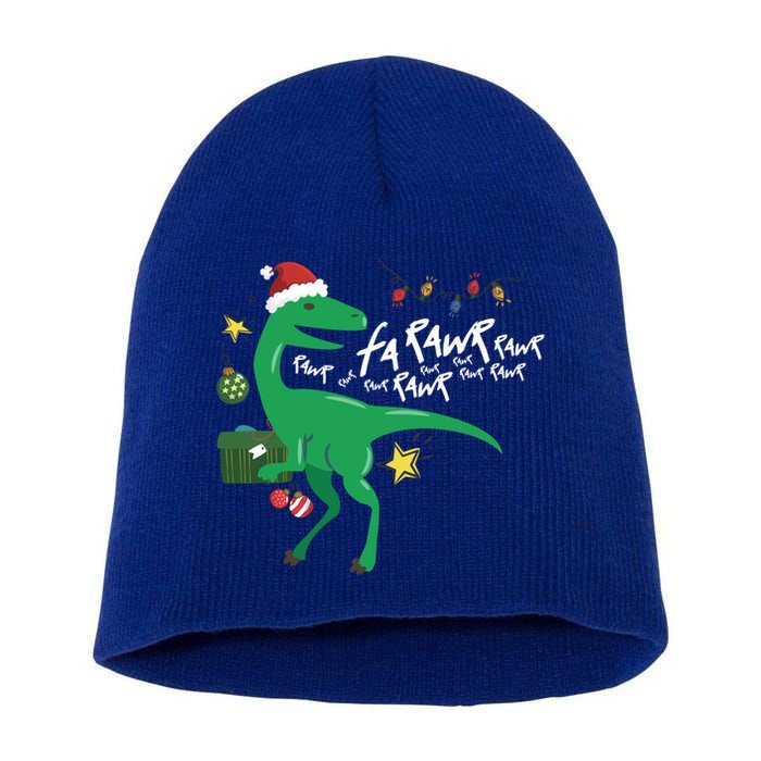 Funny Trex Dinosaur Ugly Christmas Fa Rawr Rawr Funny Gift Short Acrylic Beanie