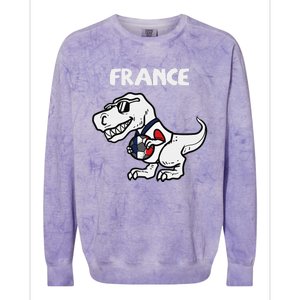 France Trex Dino French Flag Soccer Fan Colorblast Crewneck Sweatshirt