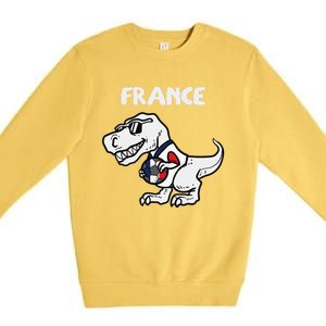 France Trex Dino French Flag Soccer Fan Premium Crewneck Sweatshirt