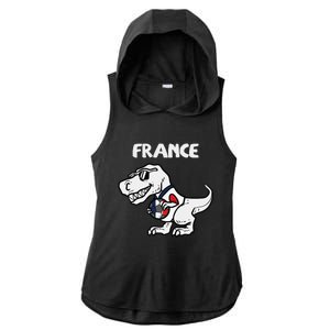 France Trex Dino French Flag Soccer Fan Ladies PosiCharge Tri-Blend Wicking Draft Hoodie Tank