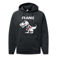 France Trex Dino French Flag Soccer Fan Performance Fleece Hoodie