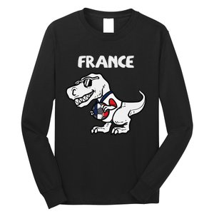 France Trex Dino French Flag Soccer Fan Long Sleeve Shirt