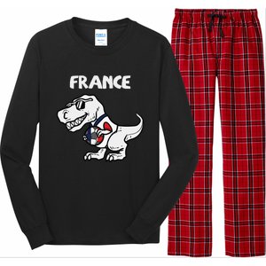 France Trex Dino French Flag Soccer Fan Long Sleeve Pajama Set